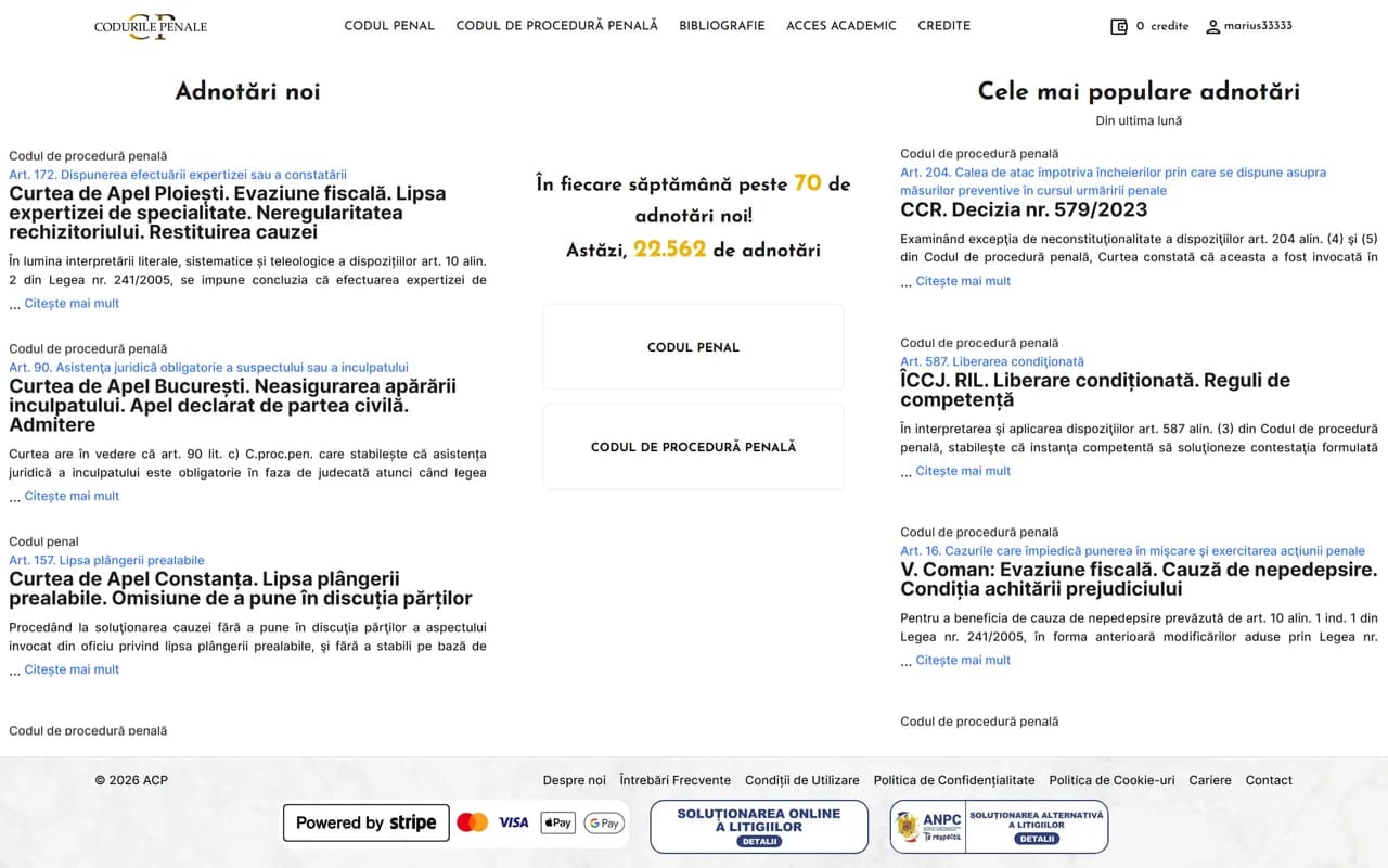 Codurile Penale (Legal Knowledge Platform) screenshot