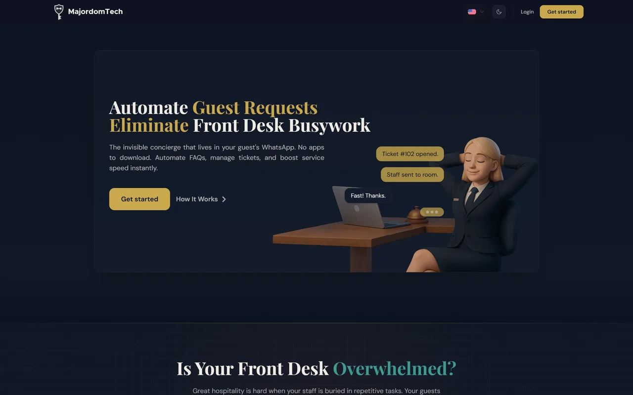 Majordom (AI Hotel Concierge Platform) screenshot