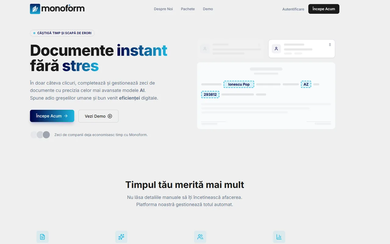 Monoform (AI Document Automation Platform) screenshot