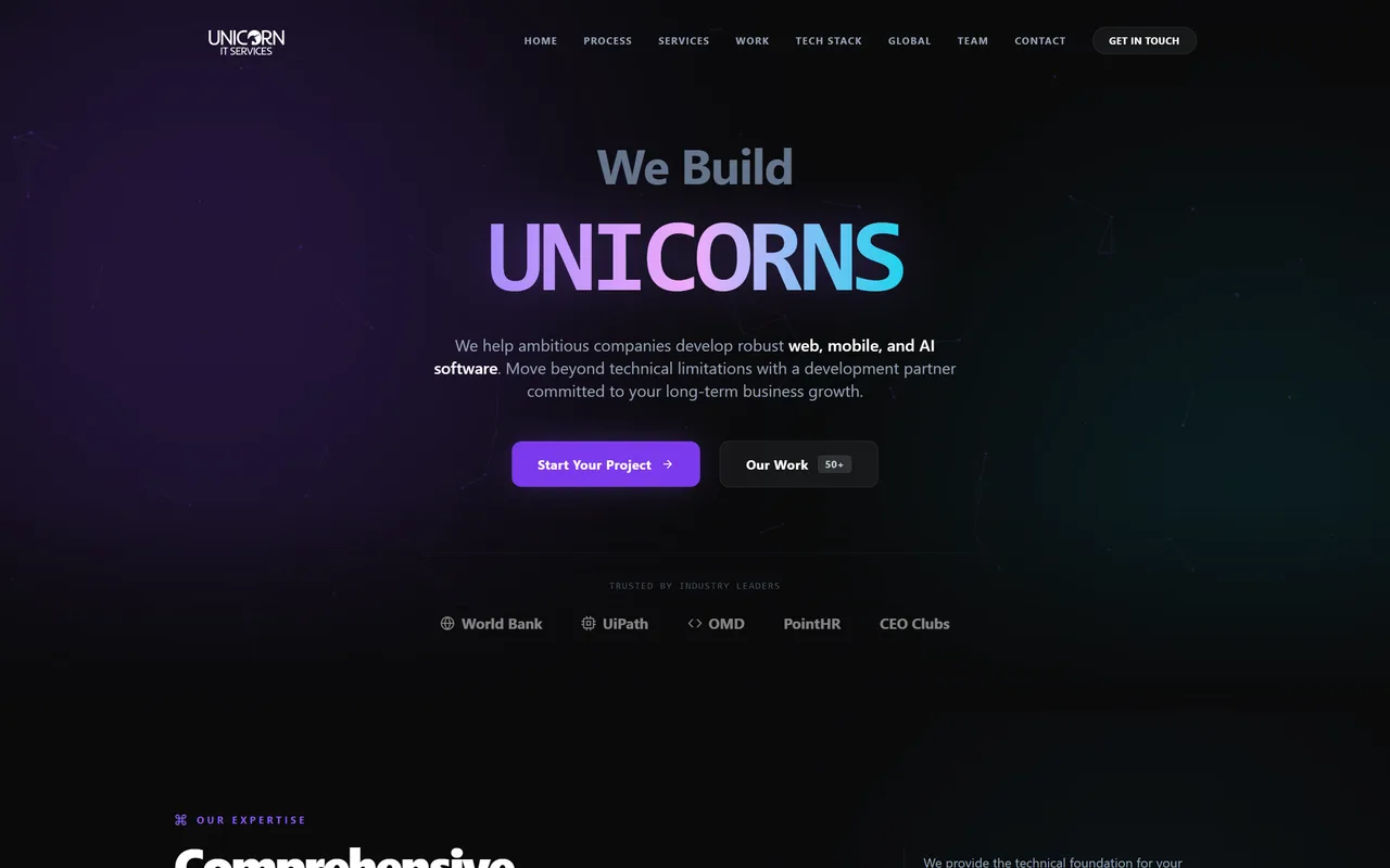 Unicorn IT (Corporate Landing Page) screenshot
