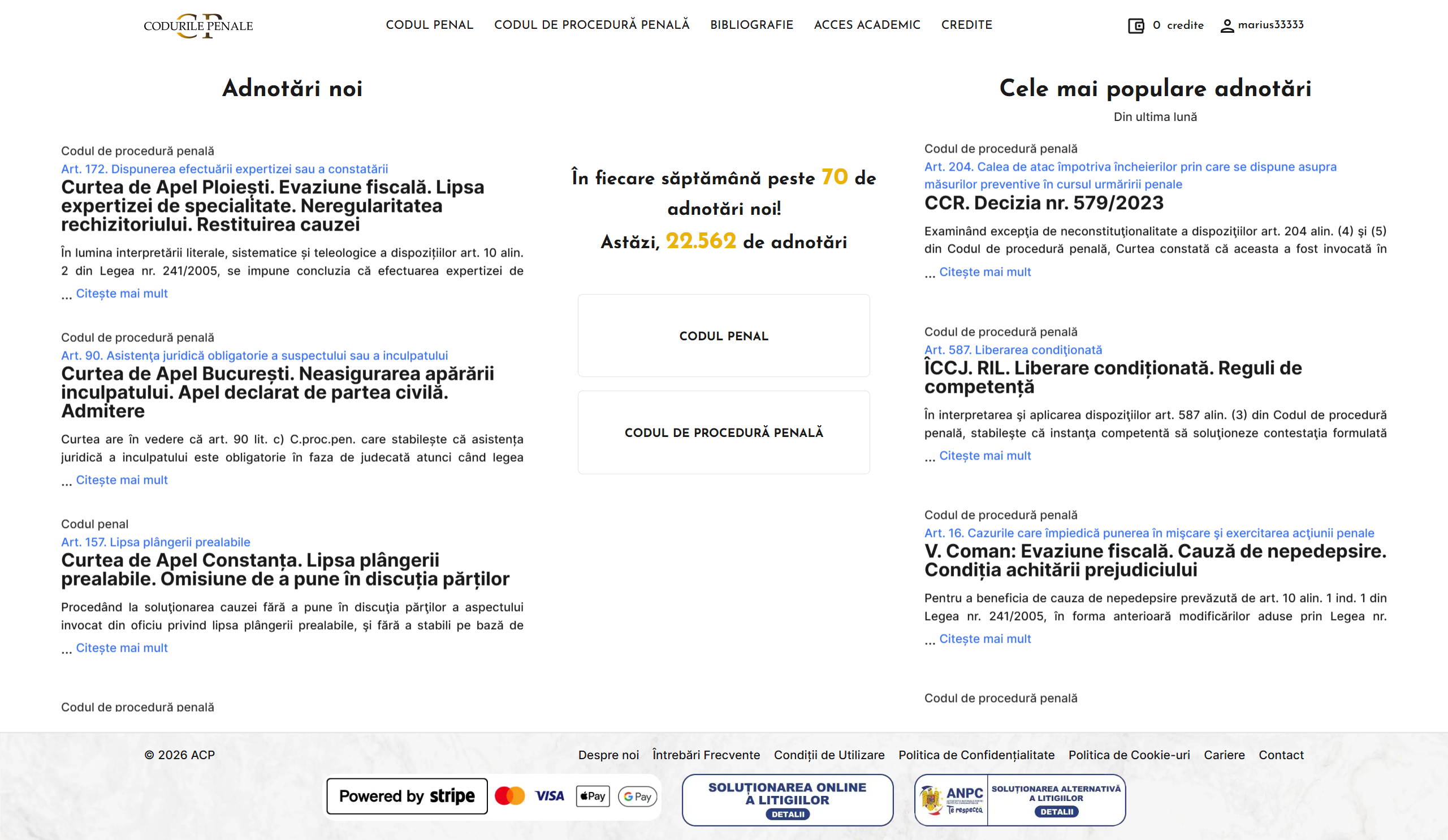 Codurile Penale homepage